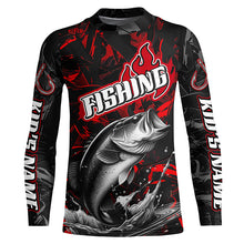 Load image into Gallery viewer, Largemouth Bass Fishing Custom Long Sleeve Shirts, Bass Tournament Fishing Jerseys | Red Camo IPHW6657