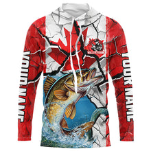 Load image into Gallery viewer, Personalized Canada Flag Walleye Fishing Shirts, Walleye Fishing Tournament Jerseys IPHW6828