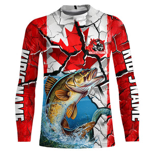 Personalized Canada Flag Walleye Fishing Shirts, Walleye Fishing Tournament Jerseys IPHW6828