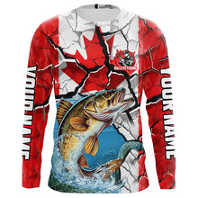 Load image into Gallery viewer, Personalized Canada Flag Walleye Fishing Shirts, Walleye Fishing Tournament Jerseys IPHW6828