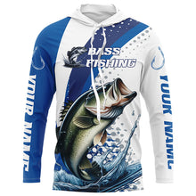 Load image into Gallery viewer, Custom Bass Long Sleeve Fishing Shirts, Bass Fishing Tournament Shirts | Blue IPHW6829