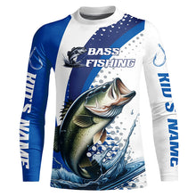 Load image into Gallery viewer, Custom Bass Long Sleeve Fishing Shirts, Bass Fishing Tournament Shirts | Blue IPHW6829