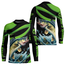 Load image into Gallery viewer, Black And Green Custom Walleye Fishing Jerseys, Walleye Long Sleeve Tournament Fishing Shirts IPHW7001