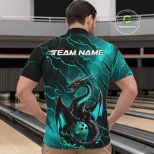 Load image into Gallery viewer, Custom Blue Lightning Dragon Bowling Quarter-Zip Shirt For Men, Dragon Bowling Team Jersey IPHW9903
