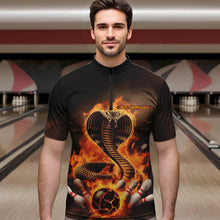 Load image into Gallery viewer, Custom Flame Cobra Snake Bowling Team Quarter-Zip Shirts For Men, Bowling Tournament Outfit IPHW8666