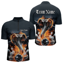 Load image into Gallery viewer, Custom Flame Cobra Snake Bowling Team Quarter-Zip Shirts For Men, Bowling Tournament Outfit IPHW8668