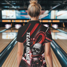 Load image into Gallery viewer, Custom Black And Red Snake Skull Bowling Polo Shirts For Women, Bowling Team Shirt IPHW8670