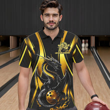 Load image into Gallery viewer, Custom Yellow Dragon Bowling Jerseys, Dragon Bowling Men Polo Shirts Bowling League Shirt IPHW8927
