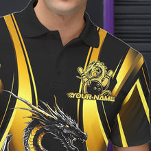 Load image into Gallery viewer, Custom Yellow Dragon Bowling Jerseys, Dragon Bowling Men Polo Shirts Bowling League Shirt IPHW8927