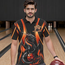 Load image into Gallery viewer, Custom Orange Dragon Bowling Jerseys, Dragon Bowling Men Polo Shirts Bowling League Shirt IPHW8929