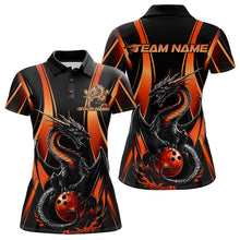 Load image into Gallery viewer, Custom Orange Dragon Bowling Jerseys, Dragon Bowling Women Polo Shirts Bowling League Shirt IPHW8929