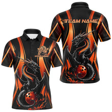 Load image into Gallery viewer, Custom Orange Dragon Bowling Jerseys, Dragon Bowling Men Polo Shirts Bowling League Shirt IPHW8929