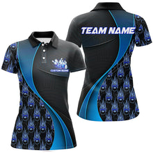 Load image into Gallery viewer, Flame Bowling Ball Pattern Custom Bowling Shirts For Women, Bowling Team Jerseys | Blue IPHW6495