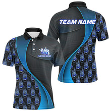 Load image into Gallery viewer, Flame Bowling Ball Pattern Custom Bowling Shirts For Men And Women, Bowling Team Jerseys | Blue IPHW6495