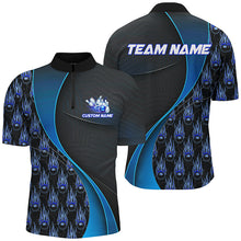 Load image into Gallery viewer, Flame Bowling Ball Pattern Custom Bowling Shirts For Men And Women, Bowling Team Jerseys | Blue IPHW6495