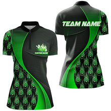 Load image into Gallery viewer, Flame Bowling Ball Pattern Custom Bowling Shirts For Women, Bowling Team Jerseys | Green IPHW6496