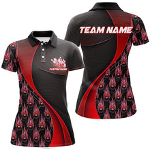 Load image into Gallery viewer, Flame Bowling Ball Pattern Custom Bowling Shirts For Women, Bowling Team Jerseys | Red IPHW6497