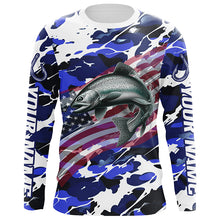 Load image into Gallery viewer, Chinook Salmon Fishing American Flag Camo Custom Long Sleeve Shirts, Salmon Saltwater Fishing Shirts IPHW6510