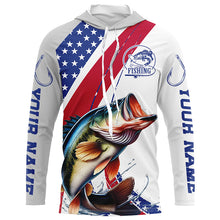 Load image into Gallery viewer, Custom Patriotic Bass Long Sleeve Fishing Shirts, Personalized Bass Fishing Jersey IPHW6846