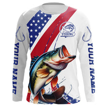 Load image into Gallery viewer, Custom Patriotic Bass Long Sleeve Fishing Shirts, Personalized Bass Fishing Jersey IPHW6846