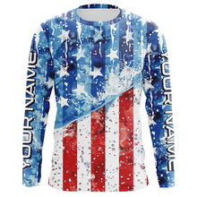 Load image into Gallery viewer, American Flag Custom Long Sleeve Uv Protection Fishing Shirts, Patriotic Fishing Jersey IPHW6849