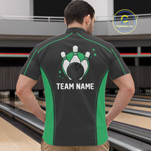 Load image into Gallery viewer, Custom Shamrock Green Classic Bowling Team Quarter-Zip Shirt For Men, Bowling League Shirt IPHW9914