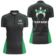 Load image into Gallery viewer, Custom Shamrock Green Classic Bowling Team Women Quarter-Zip Shirt, Bowling League Shirt IPHW9914