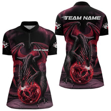 Load image into Gallery viewer, Black And Red Custom Bowling Team Shirts For Women, Dragon Bowling Uniform Bowler Outfits IPHW7991