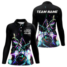 Load image into Gallery viewer, Neon Style Custom Ladies Bowling Shirts, Glowing Electric Bowling Team Shirt Bowler Outfits IPHW8001