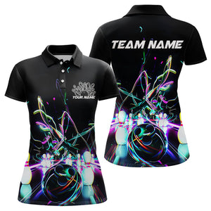 Neon Style Custom Ladies Bowling Shirts, Glowing Electric Bowling Team Shirt Bowler Outfits IPHW8001