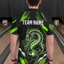 Load image into Gallery viewer, Custom Black And Green Dragon Bowling Polo Shirts For Men, Dragon Bowling League Shirt IPHW8674