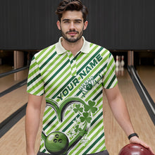 Load image into Gallery viewer, Custom Saint Patricks Day Heart Bowling Polo Shirt For Men, Lucky Bowling Team League Shirt IPHW8683