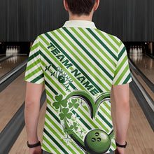 Load image into Gallery viewer, Custom Saint Patricks Day Heart Bowling Polo Shirt For Men, Lucky Bowling Team League Shirt IPHW8683