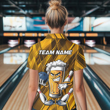 Load image into Gallery viewer, Custom Funny Beer Bowling Women Polo Shirts For Bowlers, Humorous Beer And Bowling Jerseys IPHW8932