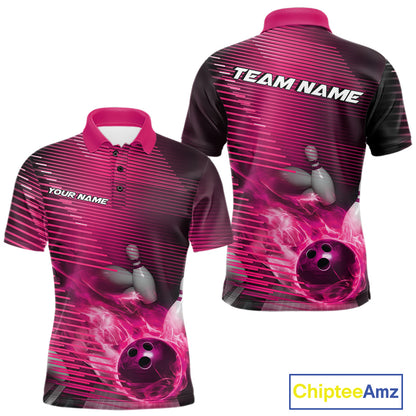 Custom Multi-Color Flame Bowling Tournament Shirts For Men, Women And Kid, Fire Bowling Jerseys IPHW9379