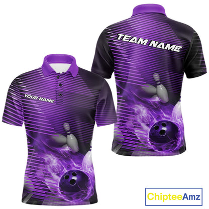 Custom Multi-Color Flame Bowling Tournament Shirts For Men, Women And Kid, Fire Bowling Jerseys IPHW9379