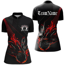 Load image into Gallery viewer, Custom Bowling Uniforms Black And Red Bowling Flame Shirts For Women Bowling Team Jerseys IPHW7204
