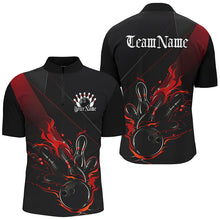 Load image into Gallery viewer, Custom Bowling Uniforms Black And Red Bowling Flame Shirts For Men Bowling Team Jerseys IPHW7204