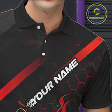 Load image into Gallery viewer, Custom Black And Red Flame Bowling Shirts For Men, Bowling Team Bowling League Shirts IPHW7210
