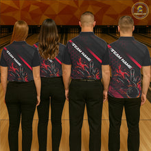 Load image into Gallery viewer, Custom Black And Red Flame Bowling Shirts For Men, Bowling Team Bowling League Shirts IPHW7210