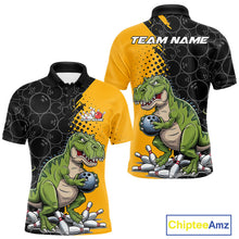 Load image into Gallery viewer, Custom Funny Dinosaur Bowling Polo Shirt For Men, Dinosaur Bowling Team Jerseys IPHW9928