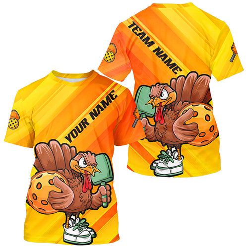 Custom Funny Turkey Pickleball T-Shirts For Men, Thanksgiving Pickleball Uniforms Pickleball Team Shirts  IPHW7750