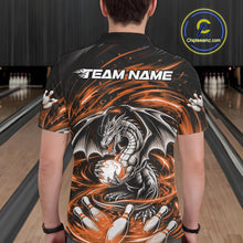 Load image into Gallery viewer, Custom Black And Orange Fire Flame Dragon Bowling Jerseys Bowling Team Men Polo Shirt IPHW10293