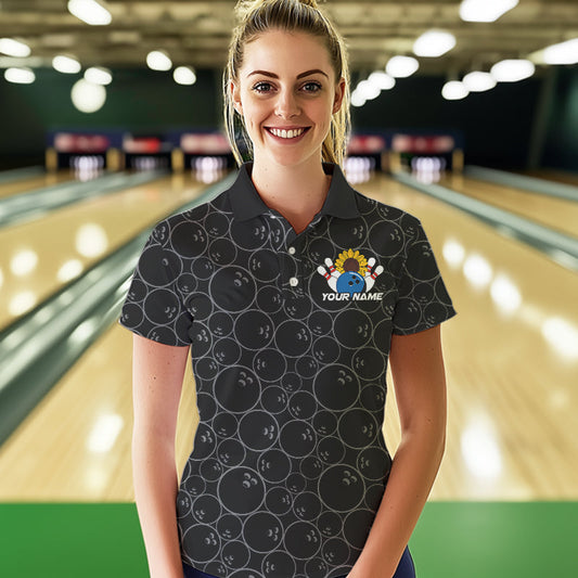 Custom Sunflower Bowling Polo Shirts For Women, Sunflower Bowling Team Jerseys IPHW8436