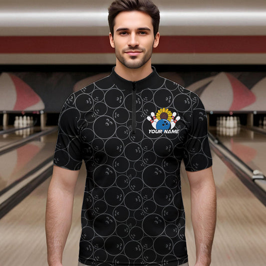 Custom Sunflower Bowling Quarter-Zip Shirts For Men, Sunflower Bowling Team Jerseys IPHW8436