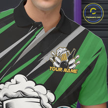 Load image into Gallery viewer, Custom Funny Green Bowling Jerseys Bowling And Beer Men Polo Shirts, Bowling Jerseys IPHW10534