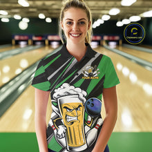 Load image into Gallery viewer, Custom Funny Green Bowling Jerseys Bowling And Beer Women Polo Shirts, Bowling Jerseys IPHW10534