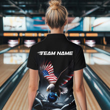 Load image into Gallery viewer, Custom American Flag Eagle Bowling Team Women Quarter-Zip Shirt, Patriotic US Bowling Shirt IPHW8937