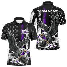Load image into Gallery viewer, Custom Purple Line American Flag Eagle Bowling Men Polo Shirt, Patriotic US Bowling Shirt IPHW8940
