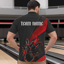 Load image into Gallery viewer, Custom Black And Red Flame Duckpin Bowling Team Men Quarter-Zip Shirts, Duckpin Tournament Outfit IPHW8945
